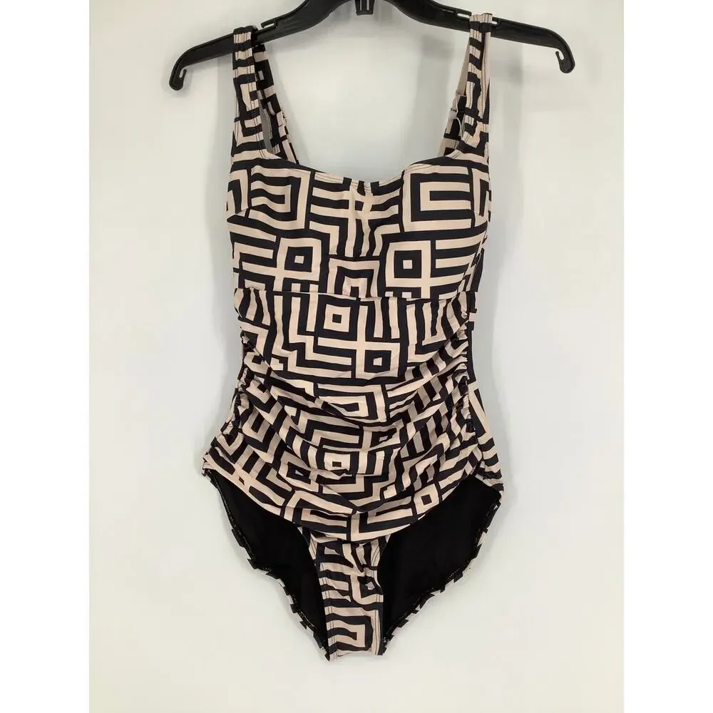 B2Prity Women's Small Tummy Control Slimming Printed One Piece Swimsuit M22-27
